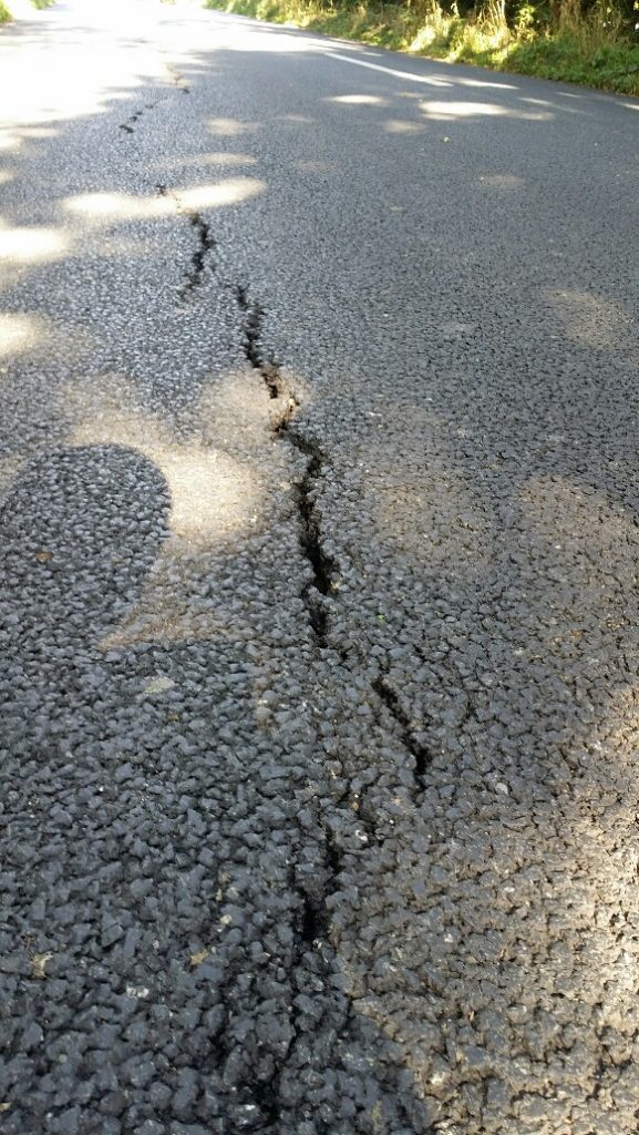 Long crack in Noke Common Road